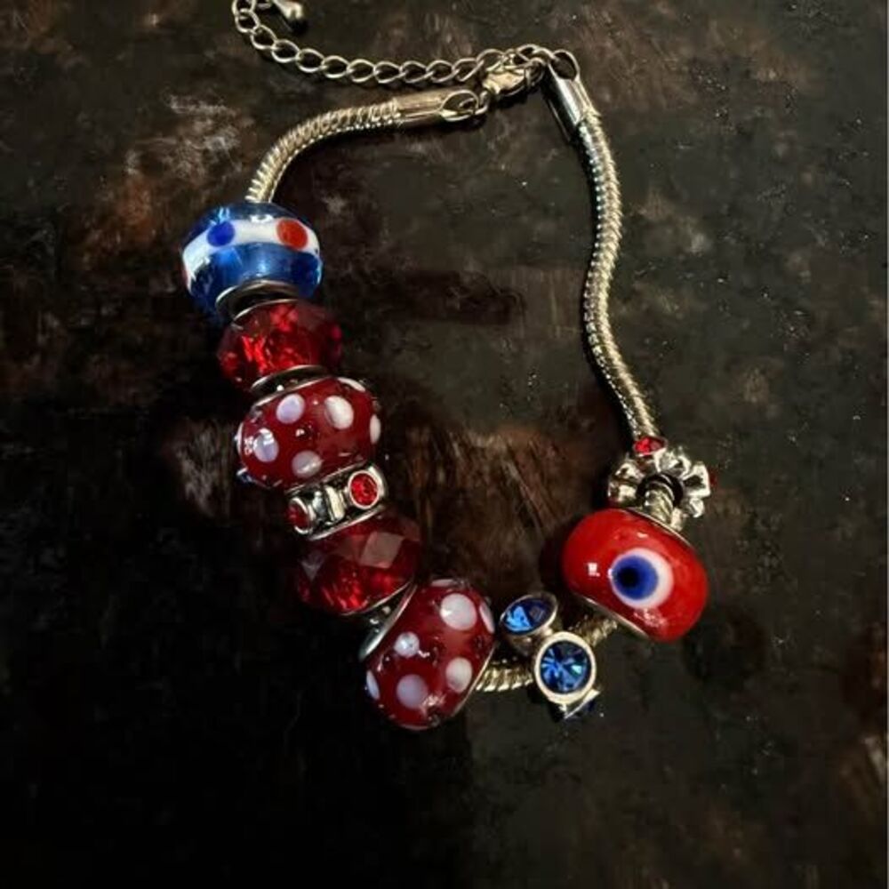 Red-white and blue Beaded snake bracelet